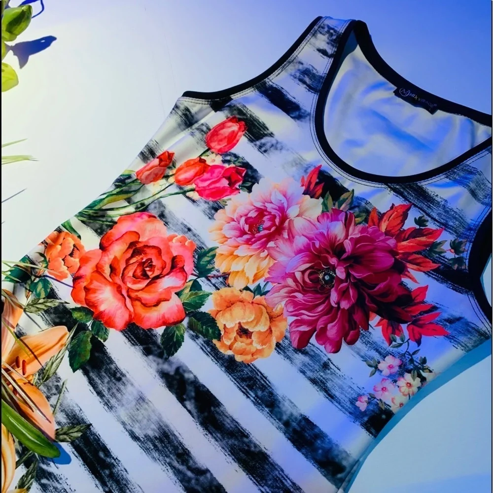 Mix Virage black & white floral dress size L - Picture 4 of 6